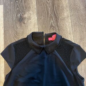 Catherine Malandrino Black Collared top. Beaded detail. Size: S.
